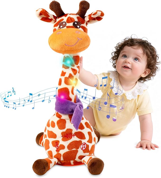 Dancing Giraffe Toy Stuffed Animal Baby Toys Singing Song Toddlers Toy Repeats What You Say Glowing Musical Toy for Baby Birthday Gift Groovy Giraffe Toy (Giraffe Toy)