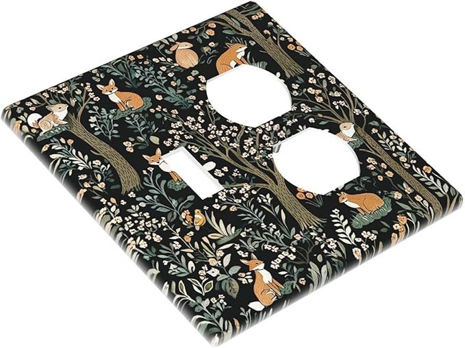 Wallplates Fairy Forest Animals Fox Squirrel Flower 1 Toggle 1 Duplex Switch Plate Electrical Gfci Faceplate Decorative Light Switch Covers For Bed Room Farmhouse Decor