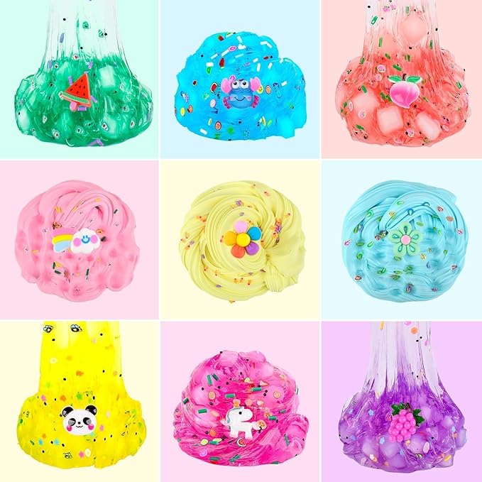 12 Pack Slime kit with 8 Clear Slime & 4 Butter Slime, Jelly Cube Crunchy Crystal Slime for Birthday Party Favor, Super Soft Non-Sticky Sensory Toys for Girls and Boys 4-10 Advent Calendar
