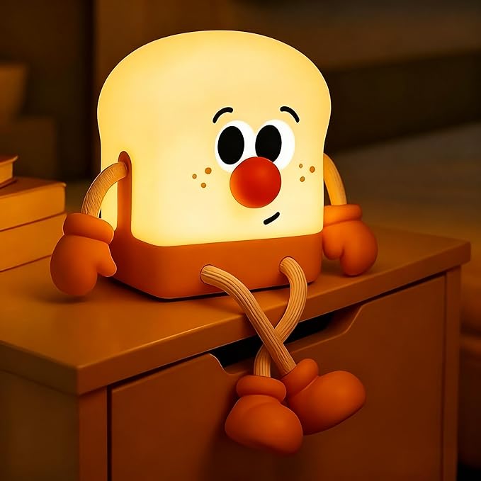 Toast Night Light for Kids, Rechargeable Bedside Table Lamp, Portable Night Lamps, Cute Nursery Night Lights for Bedroom, Office, Desk Lamp Funny Gifts for Baby, Teens, Adults