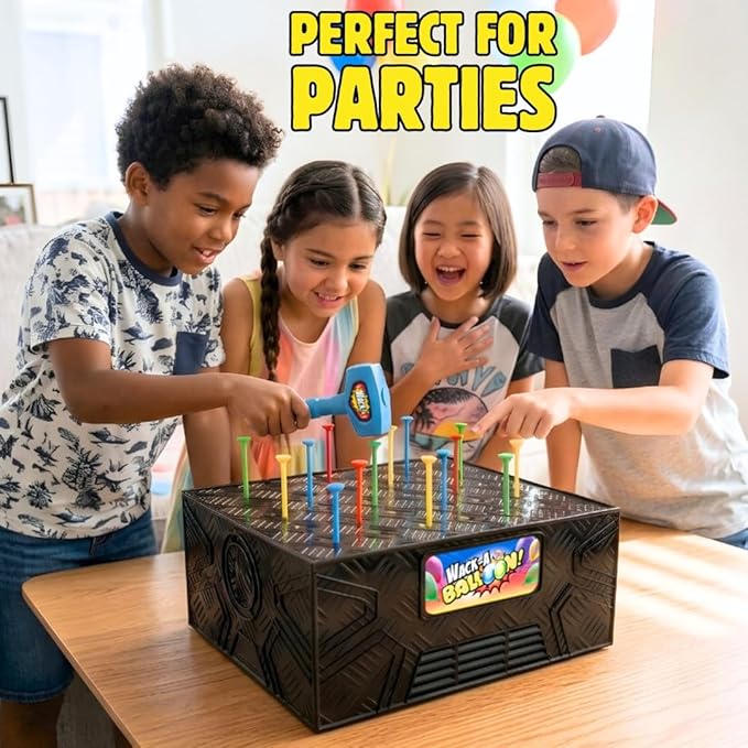 Wack A Balloon Party Edition Pop Game for Kids and Adults, Interactive Balloon Popping Party Gift for Game Night, Family Fun and Classrooms, Ages 4+