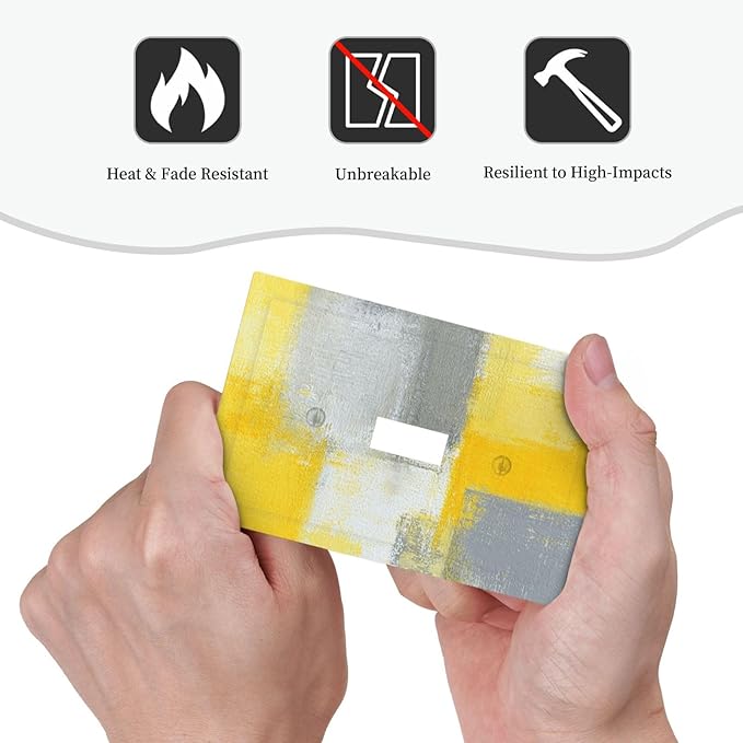 Outlet Covers Retro Modern Gray Yellow Ombre Abstract Art 1 Gang Duplex Light Switch Cover Plate Decorative Wall Plates Electrical Switchplate Receptacle for Bathroom Bedroom Decor（2 Pack）
