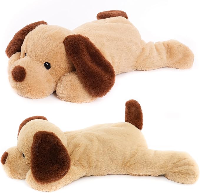 WEIGEDU Weighted Puppy Dog Stuffed Animal Plush Toy for Kids and Adults with Embroidered Eyes and Removable Weight Pack - 21.5 Inches, 2.3 lbs