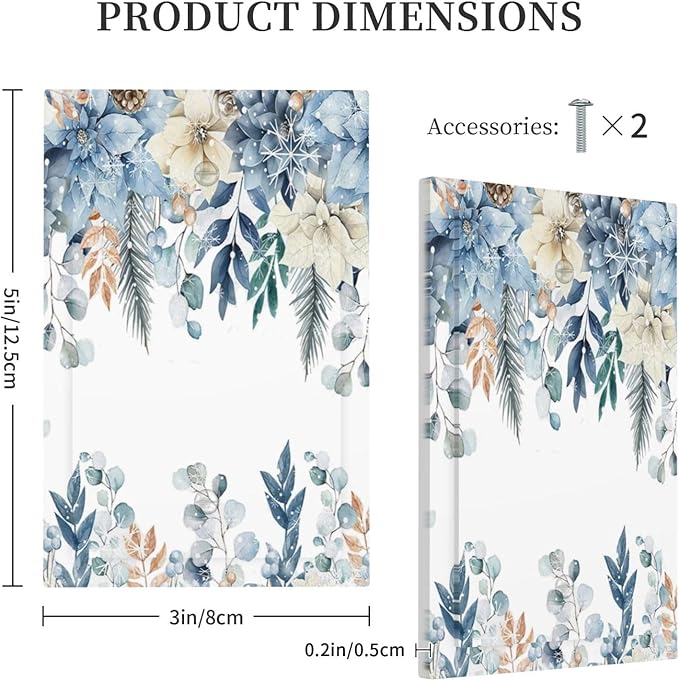 Blue Vine Snowflake Plants Leaves Floral Flowers Light Switch Cover Plate 1 Gang No Device Blank Electrical Wall Plates Faceplate Decorative Switch Plate for Bedroom Living Room Decor