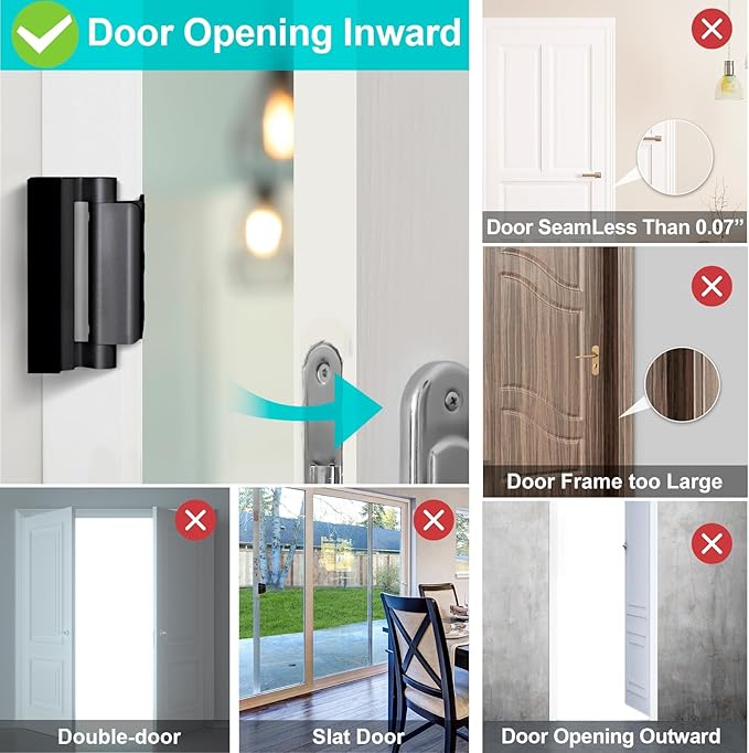 2 Pack Home Security Door Lock for Front Door Reinforcement Lock Kids Safety Child Proof High Security Door Lock for Top of Door Latch Extra Flip High Night Lock for Swinging Inward Door Safe Defend