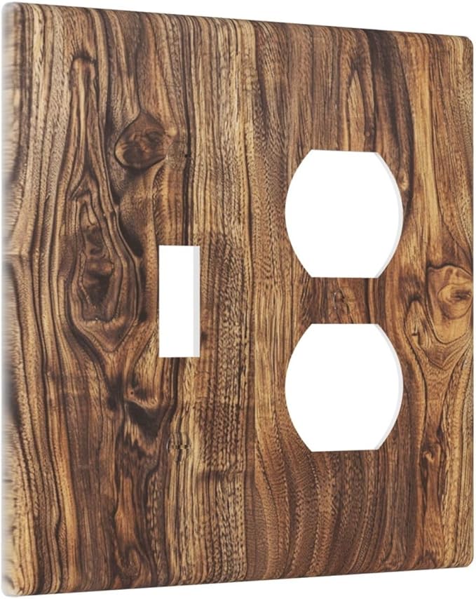 Distressed Wood Brown Wood Texture Wallplates 1 Toggle 1 Duplex Switch Plate Electrical GFCI Faceplate Decorative Light Switch Covers for Farmhouse Home Decor
