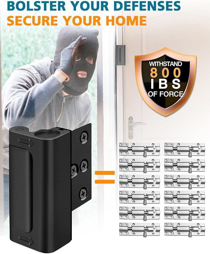 Home Security Door Lock Reinforcement - Door Locks for Kids Safety Child Proof Lock for Front Door Child Safety Lock Add Extra Withstands 800 lbs Deadbolt Door Latch to Guard Patio Apartment