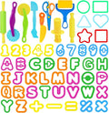LCY WEDSHI Dough Tool Set, 56 Pcs Dough Tools Sets for Kids Ages 4-8, Dough Accessories Includes Alphabet Numbers Shapes, Cutters Roller, Rolling Pins, Safety Scissors, Plastic Knife