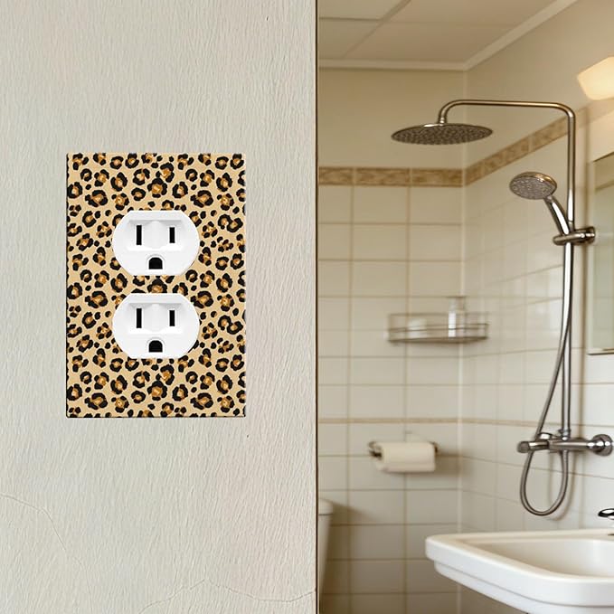 Classic Leopard Print Duplex Wall Plate - 1-Gang Standard US Size Retro 90s Wild Safari Outlet Covers, Bold Leopard Spots for Bedroom or Vanity