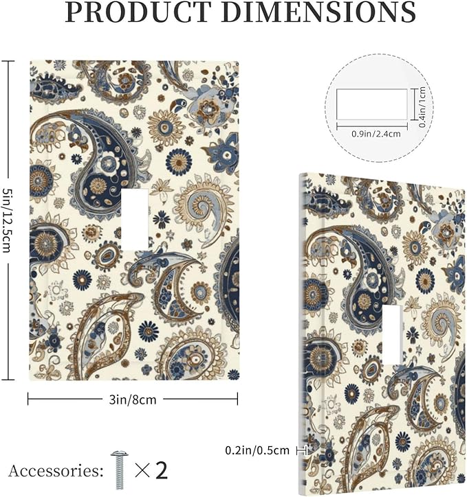 Decorative Light Switch Cover Doodle Style Floral Abstract Teardrop 1 Gang Single Toggle Device Electrical Faceplate Switchplates Decorator Outlet Wall Plate For Bed Room Living Room Decor