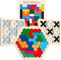 Wooden Puzzles,Geometric Shape Logic Hexagon Puzzle Toys Brain Teasers STEM Montessori Educatioanl IQ Board Games Easter Basket Stuffers Gift for Kids Boys Girls Ages 3+ (4 Pack)