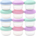WeeSprout Leakproof Baby Food Storage - 12 Set, Small Plastic Containers with Lids, Lock in Freshness, Nutrients & Flavor, Freezer & Dishwasher Friendly, 4oz Snack Containers (Variety Pastel)