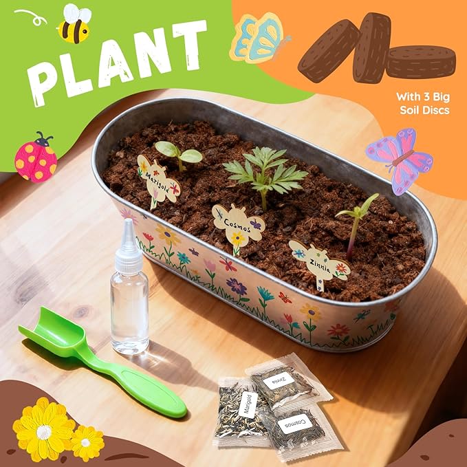 PLANTMEW Paint & Plant Flower Growing Kit for Kids - Fun Kids Gardening Set - Unique Birthday, Crafts & Arts, Gardening Gifts for Girls & Boys, Ages 5, 6, 7, 8-12 Years Old, Easter Gifts for Girls