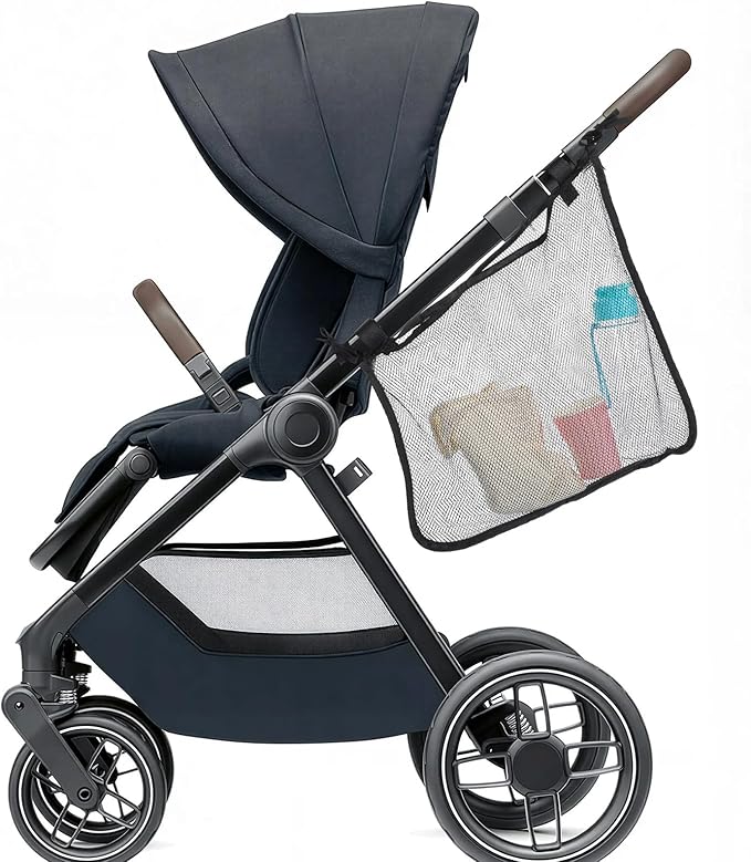 Thinp Stroller Sling Side Bag, Universal Stroller Organizer Cargo Net Strollers Caddy Mesh Storage Bag Strollers Accessories Fits for Nuna, Uppababy, Minu, Butterfly (Black)