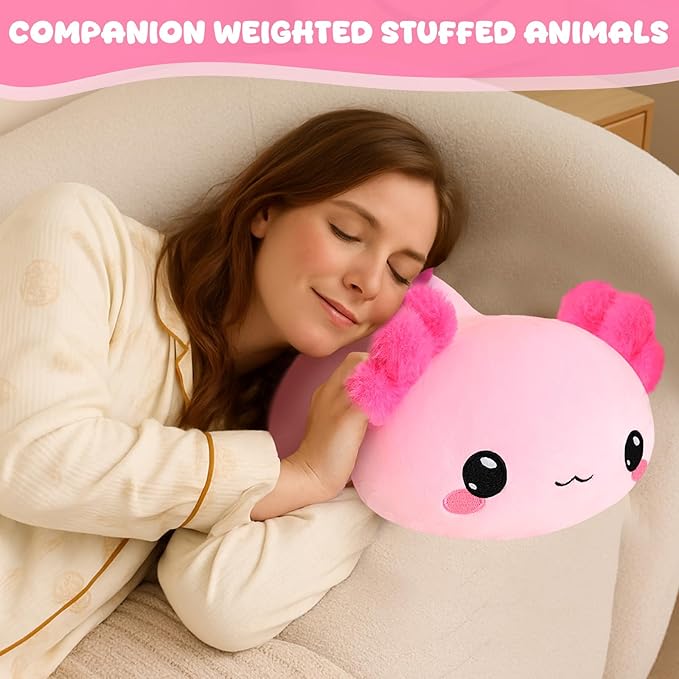 TOYSYM Weighted Stuffed Animals, 3.74 lbs Axolotl Stuffed Animal with Weighted Beads, Cute Plush Toy Pillow Gifts for Adults Kids Boys Girls