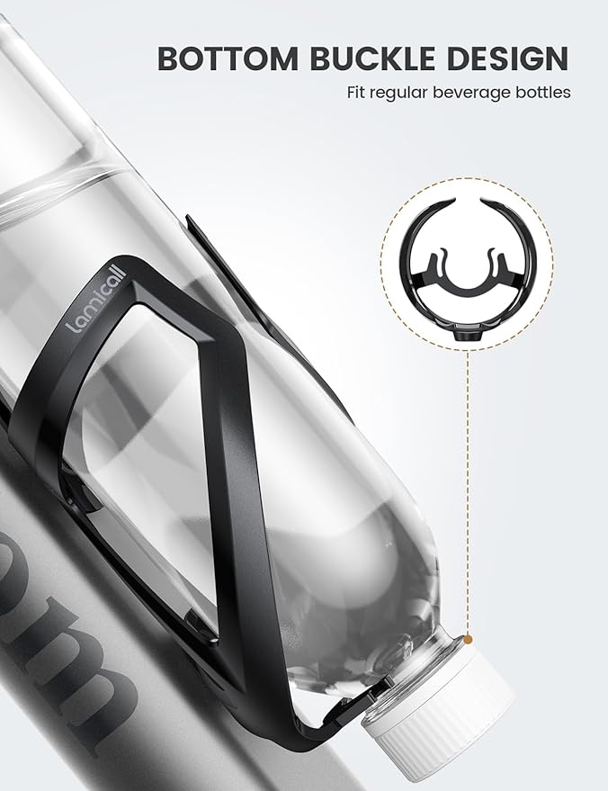 Lamicall 2 Pack Bike Water Bottle Holder - 1.2 Oz Ultralight & Sturdy Bike Cup Holder, Bicycle Drink Cage, Cycling Bike Water Bottle Cage with Screw Tool, for 2.75-3.94" Diameter Bottles
