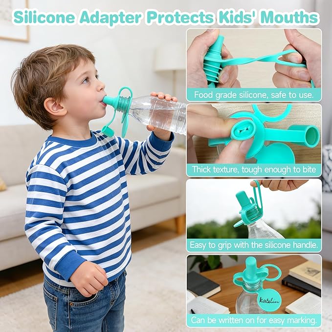 Morlike Baby Water Bottle Cap Silicone Bottles Top Spout Adapter Replacement for Toddlers Kids and Adults, Protects Kids Mouth - No Spill & BPA Free (Mix - 8 Pack)