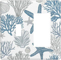 Blue Starfish Nautical Beach Conch Coastal Coral Shell Outlet Covers 1 Toggle 1 Rocker Combination Decorative Wall Plate Electrical Switch Plates Light Switch Cover Plate For Kids Room Bathroom Decor