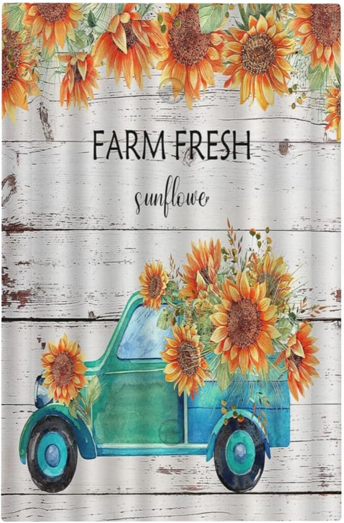 Decorative Switch Plate Covers Teal Farm Truck Pulling Sunflowers 1 Gang Light Switch Cover Plate Blank Wall Plate Cover Switchplate Electrical Faceplate for Farmhouse Bathroom Bedroom Decor
