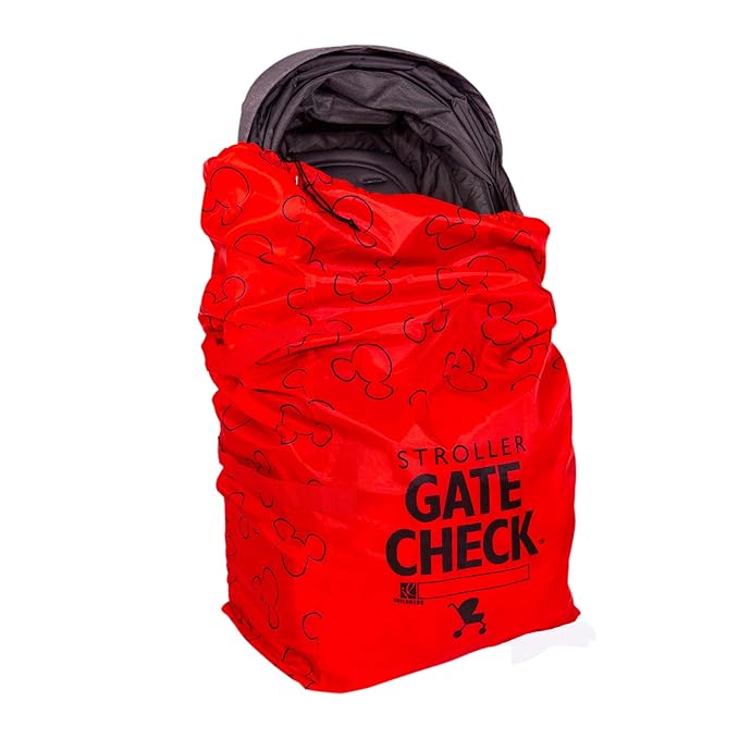 J.L. Childress Disney Baby Gate Check Bag for Single & Double Strollers - Travel Bag for Airplane, Fits Most Standard Baby Strollers, Airport Accessories for Gate Check - Mickey Mouse, Red