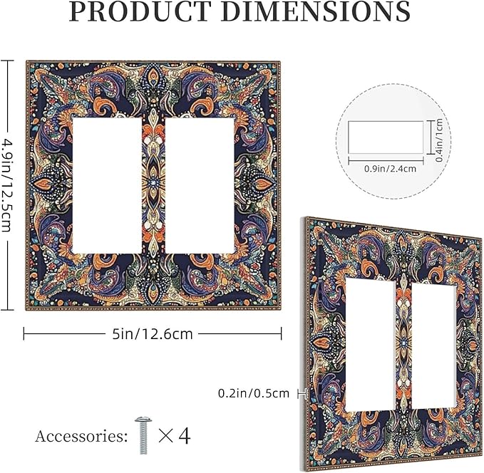 Decorative Outlet Covers Mandala Petals Retro Flowers 2 Gang Double Gfci Rocker Electrical Wall Panels Light Switch Cover Plate For Bed Room Home Decor