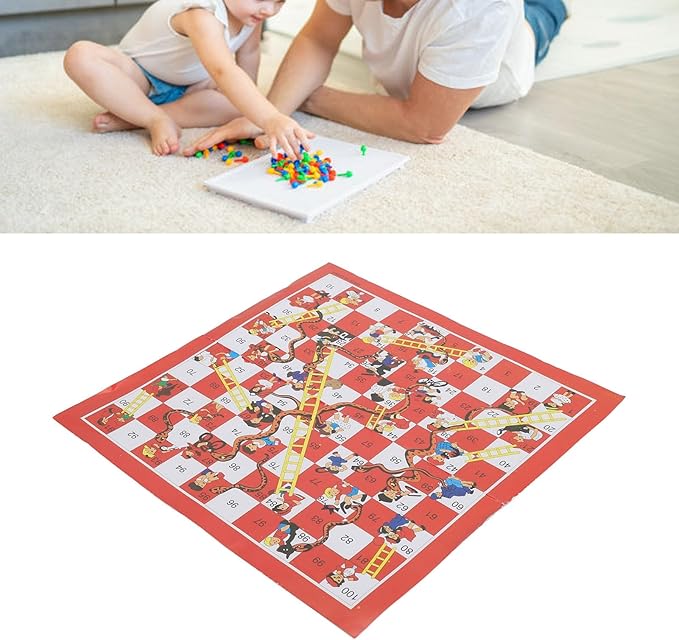 Snakes and Ladders Board Game, Ludo Board Game Chess Challenging Fun Enhance Relationship Board Game Set Snakes and Ladders for Outdoor Travel