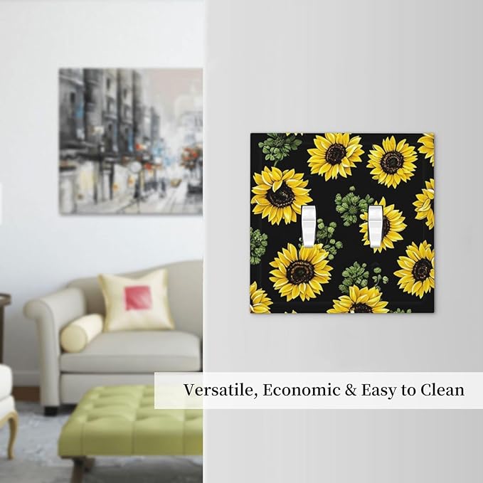 Decorative Switch Plates Floral Sunflower Plants Flowers 2 Gang Double Toggle Outlet Light Switch Cover Wall Plate Electrical Faceplate For Bed Room Farmhouse Decor