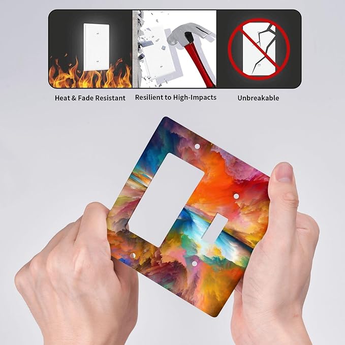 Decorative Outlet Covers Colorful Sunset Watercolor Clouds 2 Gang Wall Plate Single Toggle 1 Rocker Light Switch Cover Switch Plate Covers Faceplate for Bedroom Home Decor