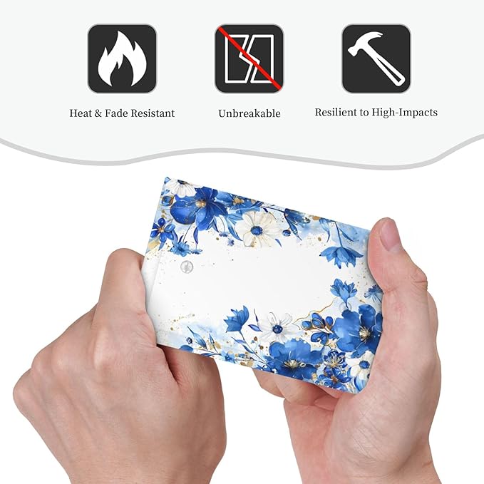 Klein Blue Flowers Watercolor Golden White Floral Light Switch Cover Plate 1 Gang No Device Blank Electrical Wall Plates Faceplate Decorative Switch Plate Covers for Bedroom Living Room Decor