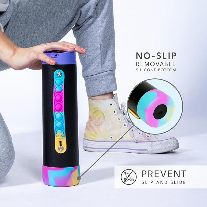 Elemental Iconic Water Bottle for School - 100% Leak-Proof Insulated Water Bottles with Straw Lid & Pop-It Handle - Triple-Wall Insulated & BPA-Free, 20oz – Black Tie Dye