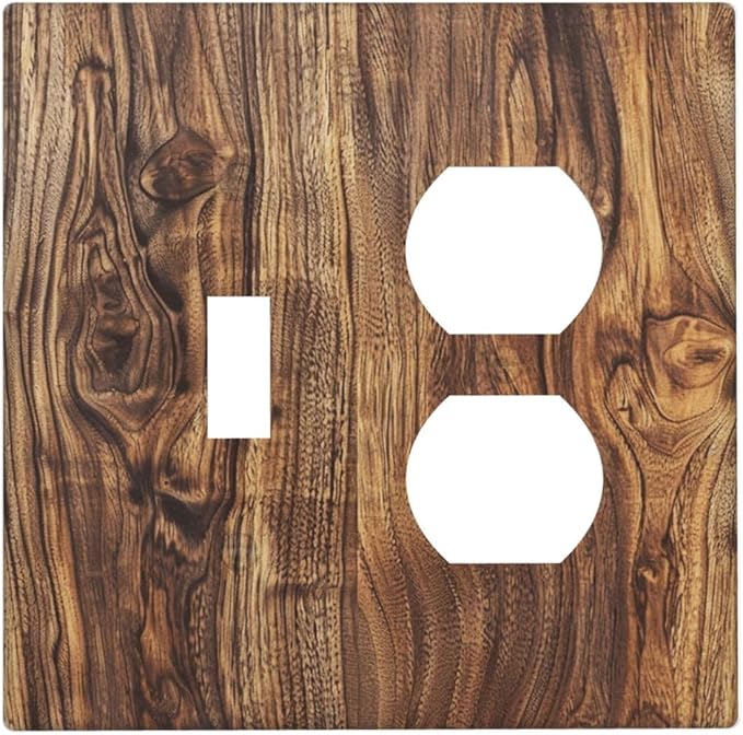 Distressed Wood Brown Wood Texture Wallplates 1 Toggle 1 Duplex Switch Plate Electrical GFCI Faceplate Decorative Light Switch Covers for Farmhouse Home Decor