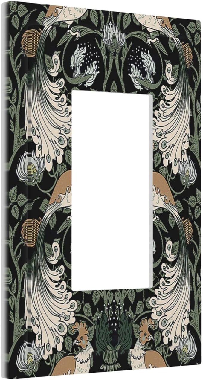 Decorative Outlet Covers William Morris Vintage Floral Plants And Birds 1 Gang Single Rocker Light Switch Cover Plate Wall Plates GFCI Faceplate for Bedroom Home Decor