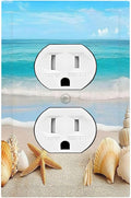 Outlet Covers Seashells Beach Starfish Scallop 1 Gang Duplex Light Switch Cover Decorative Switch Plates Electrical Receptacle Faceplate Wall Plate For Bathroom Home Decor