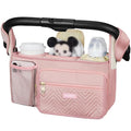 Universal Stroller Organizer with Insulated Cup Holders,Large Capacity Non-Slip Stroller Caddy Bag Fits for Uppababy/Doona/Jogger/Britax/Mompush/BoB with Anti-Sag Hard Bottom and Wet Wipes Pocket