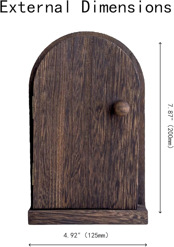 Self-Adhesive Outlet Cover – A Creative Wooden Cover that Conceals Wall Plates、 Switches、Stains、Wall holes and Protects Child – Elf Door for Wall – 7.87 Inch Tall Fairy Door (Paulownia)