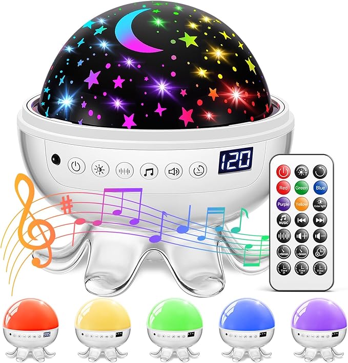 Baby Sound Machine for Kids Night Light Projector with Star, 30 Soothing Sounds White Noise Machine for Sleeping, 31 Color | 4 Films Baby Sleep, Remote+Timer+3 Brightness Sensory Light for Autism Toys