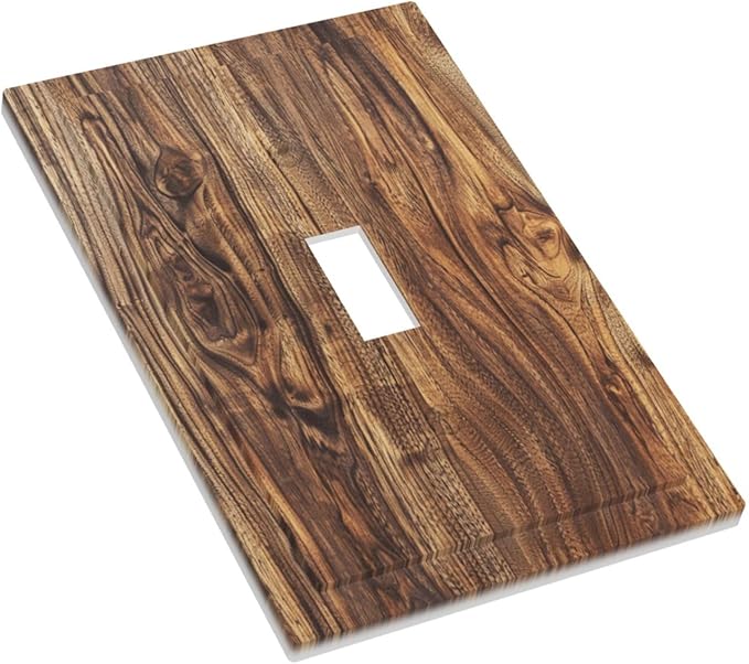 Distressed Wood Brown Wood Texture Decorative Light Switch Cover 1 Gang Single Toggle Device Electrical Faceplate Switchplates Decorator Outlet Wall Plate for Farmhouse Home Decor