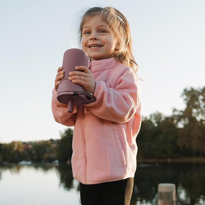 BrüMate Leap 12oz 100% Leakproof Kids Tumbler with Handle & Silicone Soft Straw | Durable Drop Resistant Silicone Sleeve | Made of Insulated Stainless Steel | Cup Holder Friendly | (Violet Crush)