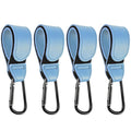 4 Pcs Leather Stroller Hook, Mommy Stroller Clip, Stroller Accessories Organizer Hook, Metal Hook for Strollers/Walkers/Mobility Scooter/Wheelchair/Rollator(SkyBlue)
