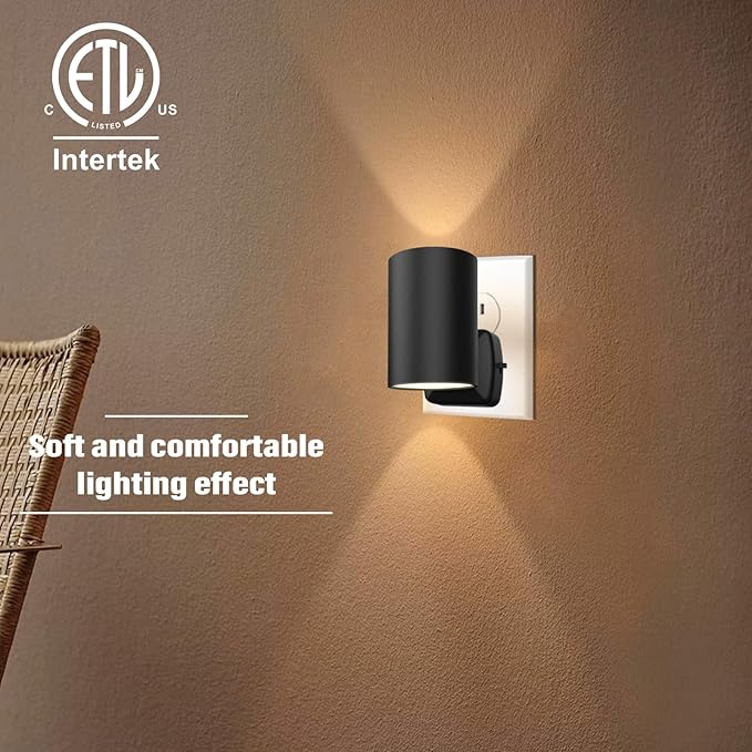 ETL Certified 5700K Night Light Plug in, Modern Night Lights Plug into Wall, Dusk to Dawn Sensor LED Nightlight, Cool White, Adjusted Brightness, Night Light for Kids,Hallway,Stairway, 2 Pack