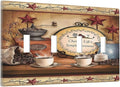 Kitchen Western Coffee Cafe Decorative 4-Gang Quad Toggle Light Switch Wall Plate Cover, Simple Country Restaurant Texas Dining Quadruple Toggle Device Switches Wall Plate Outlet Covers Standard Size