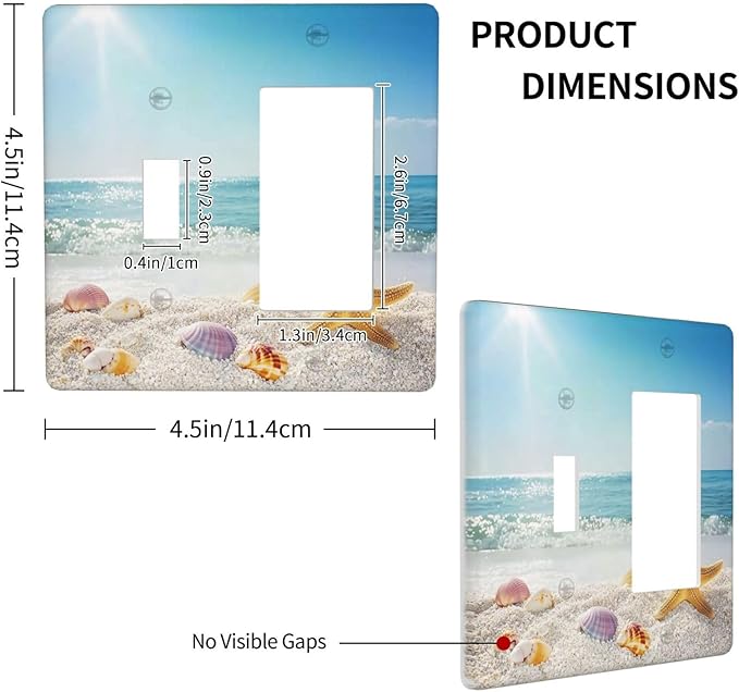 Outlet Covers Summer Beach Colorful Seashell Starfish 1 Toggle 1 Rocker Combination Decorative Wall Plate Electrical Switch Plates Light Switch Cover Plate For Kids Room Nursery Decor
