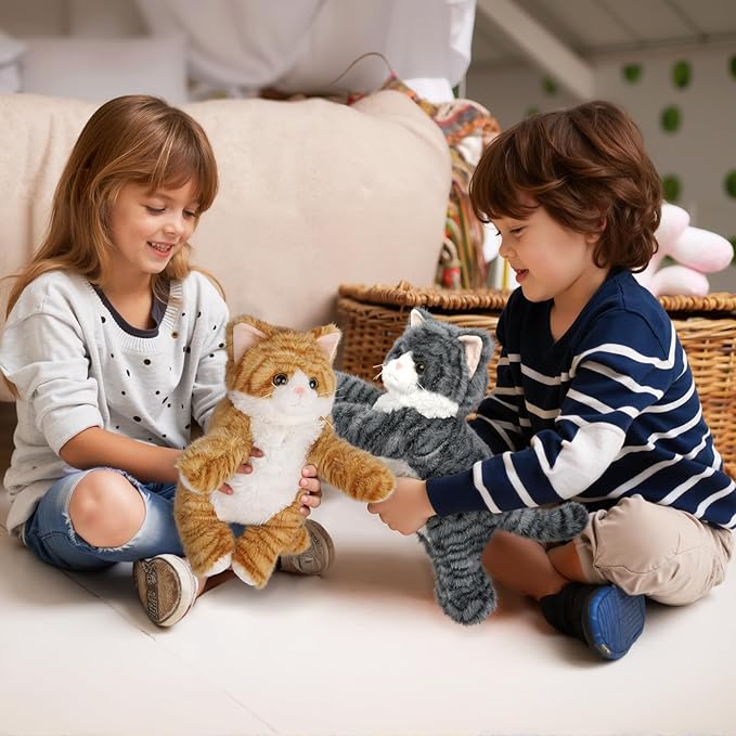 2Pcs Cat Stuffed Animals, Microwavable Stuffed Animal Adorable Fluffy Tabby Cat Plush for Warmth, Heatable Coolable Lavender Scent Cat Plush Toys, Cute Soft Cat Plushies for Kids Adults Girl Boy Gifts