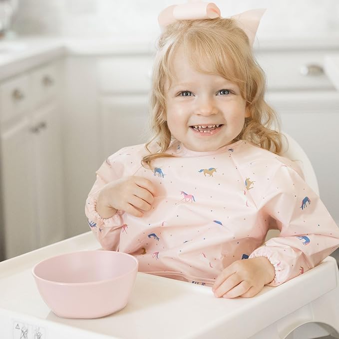 Tiny Twinkle Tableware 3 Pack Dish Set- BPA-Free Cups, Plates and Bowls Sets For Kids and Toddlers - Polypropylene Plastic Dinnerware Set (Rose, Peach, Lilac) Round Bowl