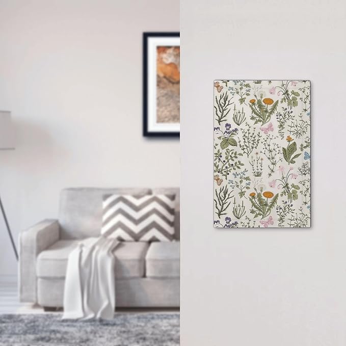 Light Switch Cover Boho Floral Vintage Flowers Plants Wall Plate Cover 1 Gang Blank No Device Decorative Outlet Covers Electrical Switchplate for Bathroom Bedroom Decor