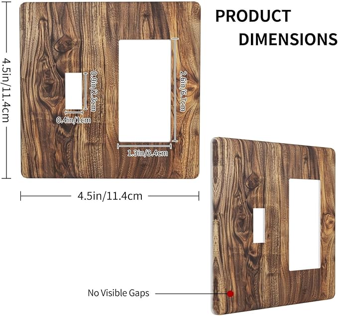 Distressed Wood Brown Wood Texture Outlet Covers 1 Toggle 1 Rocker Combination Decorative Wall Plate Electrical Switch Plates Light Switch Cover Plate for Farmhouse Home Decor
