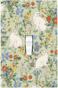 Decorative Light Switch Cover Vintage Floral Cute Cat Colorful Flowers 1 Gang Single Toggle Device Electrical Faceplate Switchplates Decorator Outlet Wall Plate For Bed Room Living Room