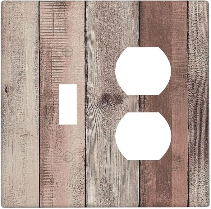 Wallplates Vintage Natural Wood Rustic Cinnamon 1 Toggle 1 Duplex Switch Plate Electrical Gfci Faceplate Decorative Light Switch Covers For Farmhouse Cabin Decor