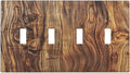 Distressed Wood Brown Wood Texture Light Switch Covers Quad Toggle Electrical Faceplate 4 Gang Wall Plate Decorative Switch Plates Cover for Farmhouse Home Decor