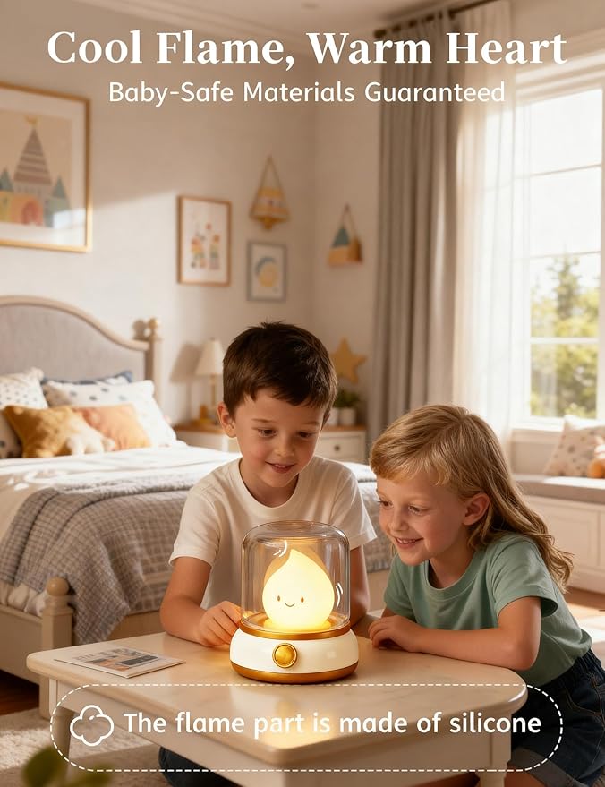 Smiley Night Light for Bedtime, Rechargeable Portable Bedtime Small Read Lamp, Dimmable, Timer, Cute Light for Kids, Mothers, Toddlers, Teens